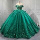 Green Quinceanera Dress Sweet 15 Evening Dress Crystal Sleeveless Ball Gown Beading Vestido De Quinceanera
