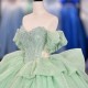 Green Scoop Neck Quinceanera Prom Dresses Beautiful Beaded Customized Princess Long Glitter Sweet 16 Dress Vestidos