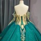 Jancember 2024 New Classic Quinceanera Dresses Long Sleeves Crystal With Flowers Princess Ball Gowns vestido de 15 anos