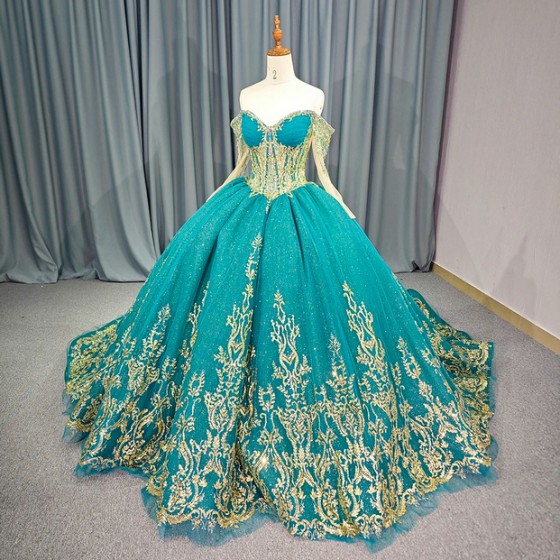 Jancember 2024 New Classic Quinceanera Dresses Long Sleeves Crystal With Flowers Princess Ball Gowns vestido de 15 anos
