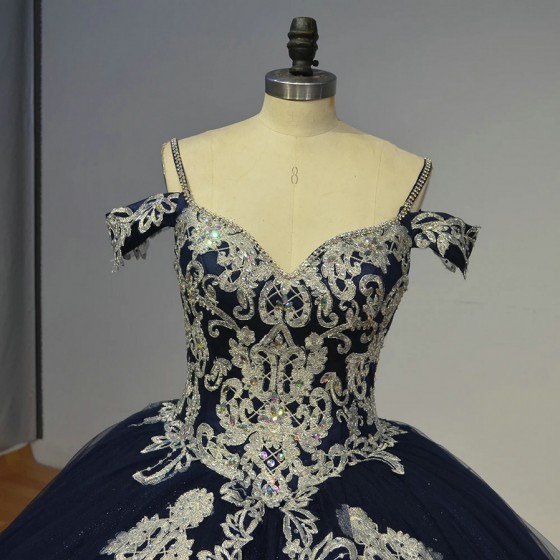 Jancember Blue 2024 Quinceanera Dresses Embroidery Lace V-neck Sequins Short Sleeves Ball Gowns vestido 15 anos quinceanera