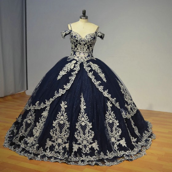 Jancember Blue 2024 Quinceanera Dresses Embroidery Lace V-neck Sequins Short Sleeves Ball Gowns vestido 15 anos quinceanera