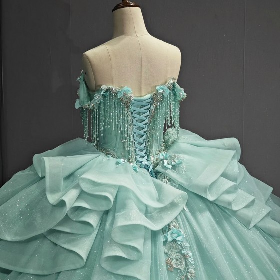 Jancember Quinceanera Dress 2024 Princess Birthday Party Gown Gift Long Puffy Skirt Off Shoulde Formal Tassel vestidos 15 anos