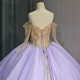 Jancember Shiny Scoop Birthday Quinceanera Ball Gown Lace-Up Dress Beading Floor-length Evening Gown Custom Made vestido 15 anos