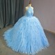Lace Blue Customized Quinceanera Dresses for Teens Lacing up Surprise Price Tulle Diamond Vestido De 15 Made to Order
