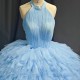 Lace Blue Customized Quinceanera Dresses for Teens Lacing up Surprise Price Tulle Diamond Vestido De 15 Made to Order