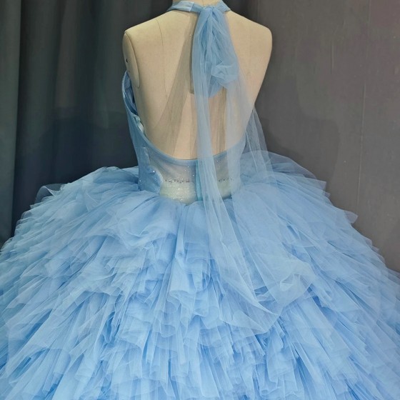 Lace Blue Customized Quinceanera Dresses for Teens Lacing up Surprise Price Tulle Diamond Vestido De 15 Made to Order