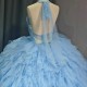 Lace Blue Customized Quinceanera Dresses for Teens Lacing up Surprise Price Tulle Diamond Vestido De 15 Made to Order