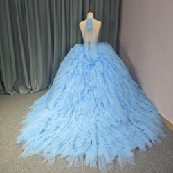 Lace Blue Customized Quinceanera Dresses for Teens Lacing up Surprise Price Tulle Diamond Vestido De 15 Made to Order