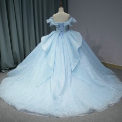 Light Blue Girls Quinceanera Dresses Lace Sweetheart Beading Tulle Ball Gown Birthday Party Sweet 16 Vestidos vestidos 15 anos