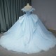 Light Blue Girls Quinceanera Dresses Lace Sweetheart Beading Tulle Ball Gown Birthday Party Sweet 16 Vestidos vestidos 15 anos