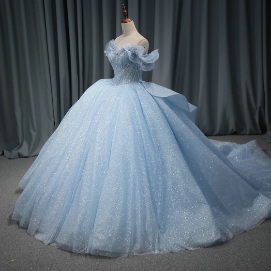 Light Blue Girls Quinceanera Dresses Lace Sweetheart Beading Tulle Ball Gown Birthday Party Sweet 16 Vestidos vestidos 15 anos