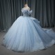 Light Blue Girls Quinceanera Dresses Lace Sweetheart Beading Tulle Ball Gown Birthday Party Sweet 16 Vestidos vestidos 15 anos