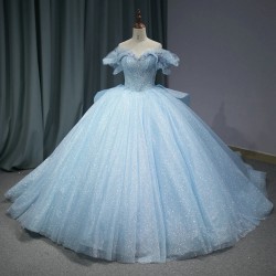 Light Blue Girls Quinceanera Dresses Lace Sweetheart Beading Tulle Ball Gown Birthday Party Sweet 16 Vestidos vestidos 15 anos