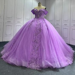 Lilac Quinceanera Dress Sweet 15 Evening Dress Crystal Sleeveless Ball Gown Beading Vestido De Quinceanera