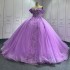 Lilac Quinceanera Dress Sweet 15 Evening Dress Crystal Sleeveless Ball Gown Beading Vestido De Quinceanera
