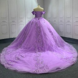 Lilac Quinceanera Dress Sweet 15 Evening Dress Crystal Sleeveless Ball Gown Beading Vestido De Quinceanera