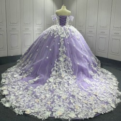 Lilac Quinceanera Dress Sweet 15 Evening Dress Crystal Sleeveless Ball Gown Beading Vestido De Quinceanera