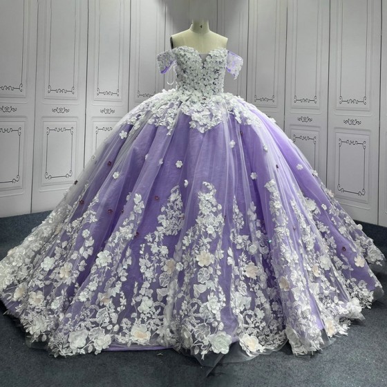 Lilac Quinceanera Dress Sweet 15 Evening Dress Crystal Sleeveless Ball Gown Beading Vestido De Quinceanera