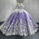 Lilac Quinceanera Dress Sweet 15 Evening Dress Crystal Sleeveless Ball Gown Beading Vestido De Quinceanera