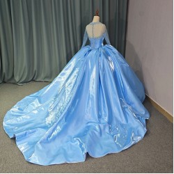 Luxury Blue Celebrity Evening Dresses for Girl Beads Party Prom Gowns Gala Special Events Dress 2024 Quinceanera Dresses