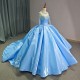 Luxury Blue Celebrity Evening Dresses for Girl Beads Party Prom Gowns Gala Special Events Dress 2024 Quinceanera Dresses