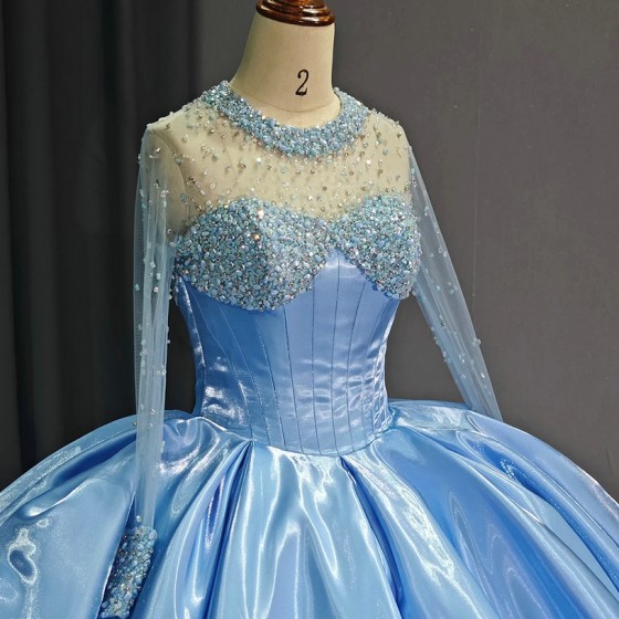 Luxury Blue Celebrity Evening Dresses for Girl Beads Party Prom Gowns Gala Special Events Dress 2024 Quinceanera Dresses
