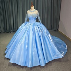 Luxury Blue Celebrity Evening Dresses for Girl Beads Party Prom Gowns Gala Special Events Dress 2024 Quinceanera Dresses