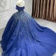 Luxury Bule Ball Gown Quinceanera Dresses Shiny Sequins Bridal Gown Party Floor-length Bride Dresses vestido de 15 quinceanera
