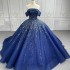Luxury Bule Ball Gown Quinceanera Dresses Shiny Sequins Bridal Gown Party Floor-length Bride Dresses vestido de 15 quinceanera