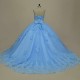 Luxury Elegance Blue Lace Ball Gown Quinceanera Dresses Lace Up With Sequins Sweet 16 Dress vestidos de 15 anos quinceaneras