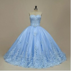Luxury Elegance Blue Lace Ball Gown Quinceanera Dresses Lace Up With Sequins Sweet 16 Dress vestidos de 15 anos quinceaneras