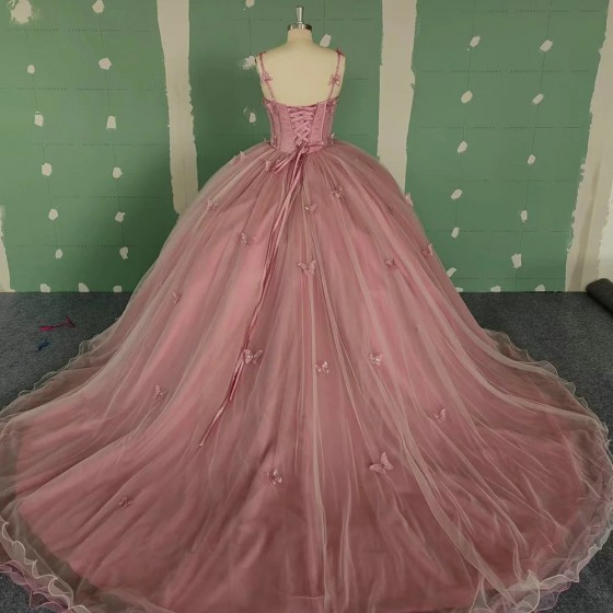 Luxury Quinceanera Dresses Bow New Lace Spaghetti Straps Beaded Party Prom Ball Gown Vintage vestido de 15 quinceanera