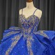 Luxury Spaghetti Straps Shiny Quinceanera Dresses Beads Ball Gown Tulle Sweet 16 Dress Ball Gown Lace Up vestidos de quinceanera