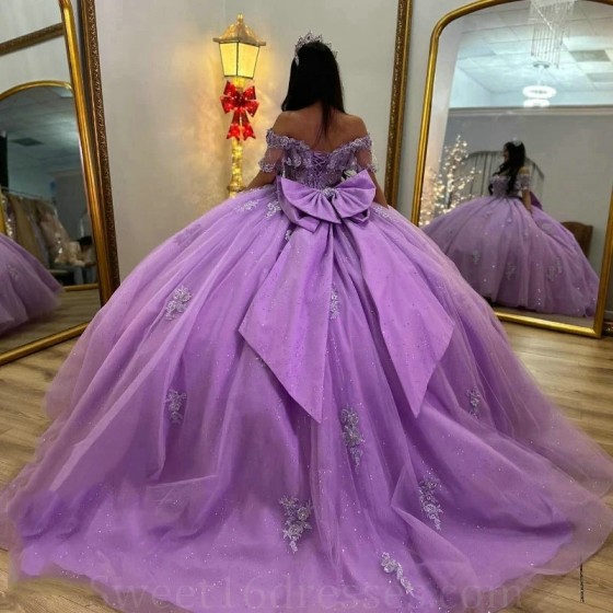 Luxury Lavender Quinceanera Dress Appliques Lace Beads Floor Length Princess Ball Gowns Sweet 15 16 Dresses vestidos de 15 anos