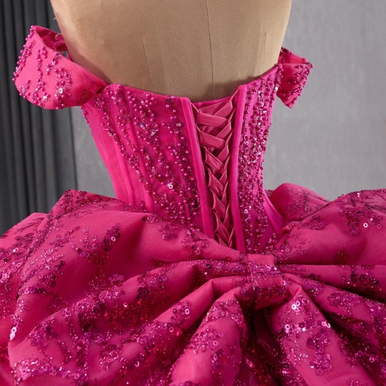 Mexican Factory Wholesale Pink 2024 Quinceanera Dress Lace Up Sweet 15 16 Ball Gown Bow Scoop Beaded Corset Vestidos De 15 Anos
