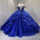 Navy Blue Quinceanera Dress Sweet 15 Evening Dress Crystal Sleeveless Ball Gown Beading Vestido De Quinceanera