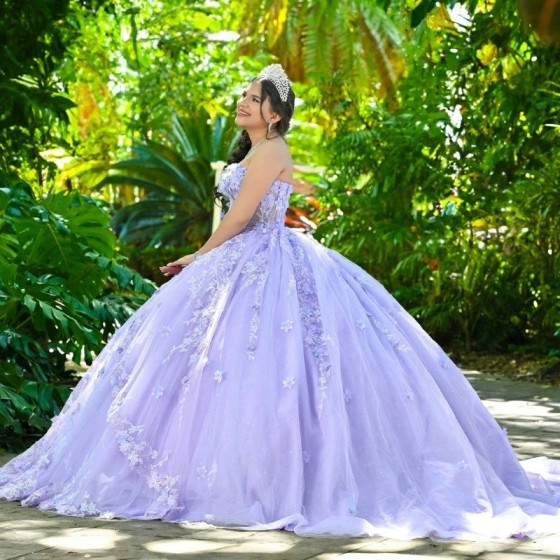 Off The Shoulder Lavender Quinceanera Dress Lace Applique Beading Tull Mexican Sweet 16 Vestidos De XV 15 Anos Birthday