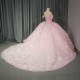 Pink 2025 Quinceanera Dresses Lace Appliques Beading Scoop Cap Sleeve Novelty Customized Ball Gowns Vestidos De 15 Anos