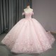 Pink 2025 Quinceanera Dresses Lace Appliques Beading Scoop Cap Sleeve Novelty Customized Ball Gowns Vestidos De 15 Anos