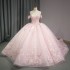 Pink 2025 Quinceanera Dresses Lace Appliques Beading Scoop Cap Sleeve Novelty Customized Ball Gowns Vestidos De 15 Anos