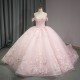 Pink 2025 Quinceanera Dresses Lace Appliques Beading Scoop Cap Sleeve Novelty Customized Ball Gowns Vestidos De 15 Anos