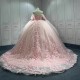 Pink Lace Applique Off The Shoulder Customized Quinceanera Dresses Ball Gown Birthday Lace Up Sweet 15 16 Dress