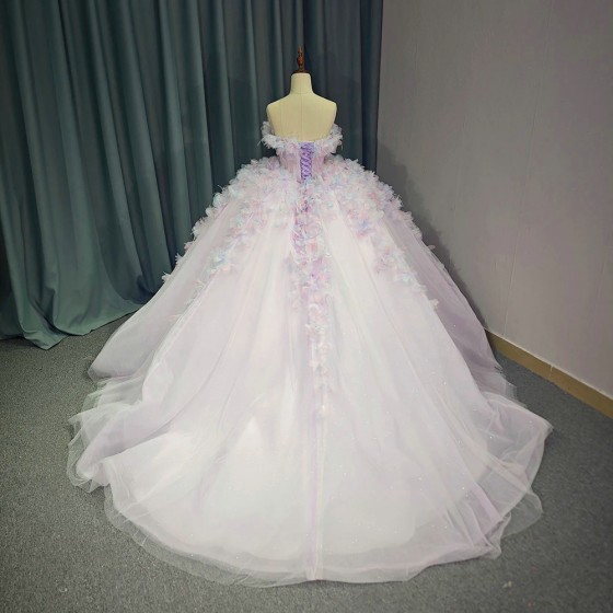Pink Lace Quinceanera Dresses Puffy Ball Gown Strapless Birthday Lace Up Sweet 15 16 Dress vestido 15 anos quinceanera