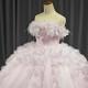 Pink Lace Quinceanera Dresses Puffy Ball Gown Strapless Birthday Lace Up Sweet 15 16 Dress vestido 15 anos quinceanera