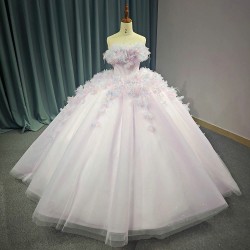 Pink Lace Quinceanera Dresses Puffy Ball Gown Strapless Birthday Lace Up Sweet 15 16 Dress vestido 15 anos quinceanera