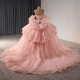 Pink Princess Sweet 16 Quinceanera Dresses Beaded Crystals Detachable Sleeves Pearls Vestido De 15 Anos Custom Ball Gown
