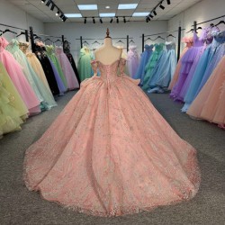 Pink Quinceanera Dress Sweet 15 Evening Dress Crystal Sleeveless Ball Gown Beading Vestidos De 15 Anos