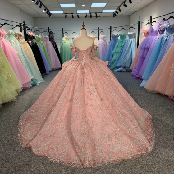 Pink Quinceanera Dress Sweet 15 Evening Dress Crystal Sleeveless Ball Gown Beading Vestidos De 15 Anos