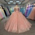 Pink Quinceanera Dress Sweet 15 Evening Dress Crystal Sleeveless Ball Gown Beading Vestidos De 15 Anos